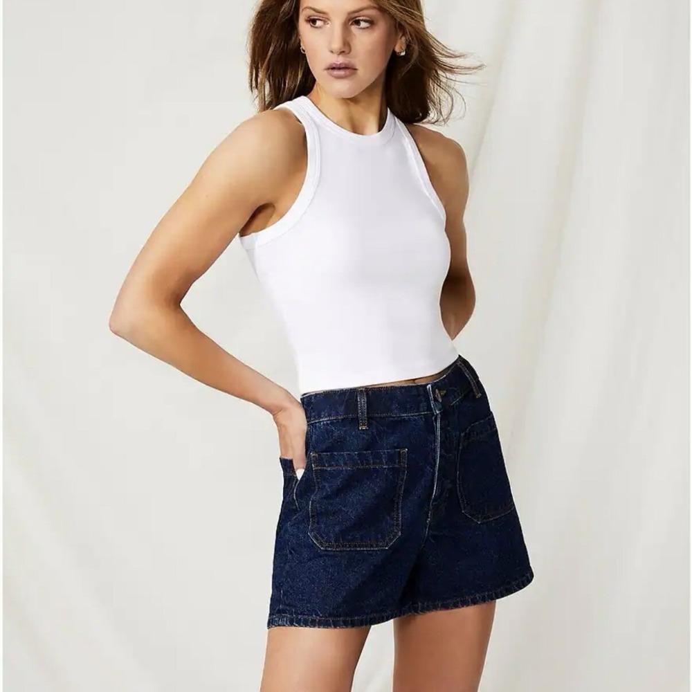 NWT Chelsea & Violet‎ Farrah Denim High Rise Shorts Open Pockets Size 30